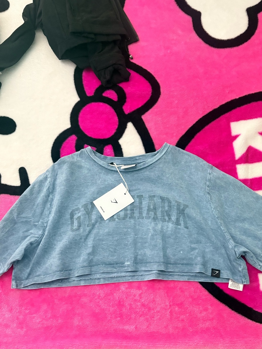 Gymshark Light Blue Cropped Tee - Faded Wash